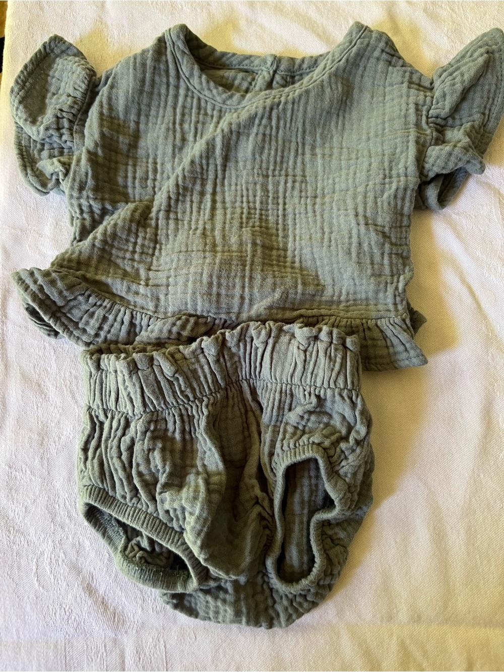 Kids Two-Piece Matching Set in Olive Green